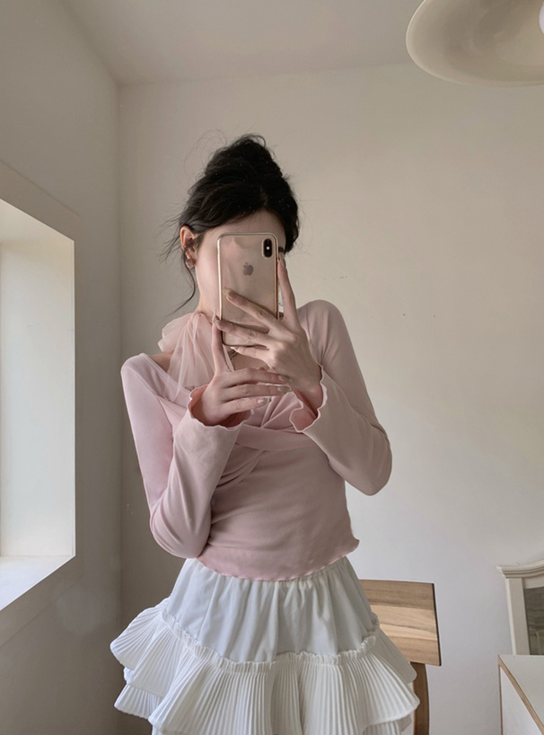 チュールリボンドレープトップス