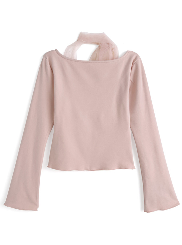 チュールリボンドレープトップス