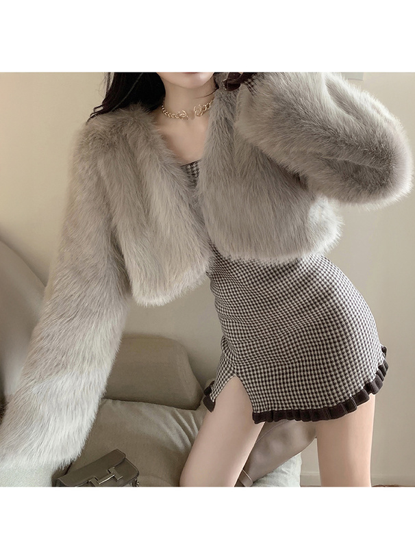 ファーショート丈ジャケット[ks178] | レディースファッション