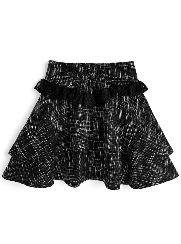 フリル付き黒ミニスカート 送料無料 】 プラスサイズ 不規則 フリル ミニ スカート 夏 黒 大人