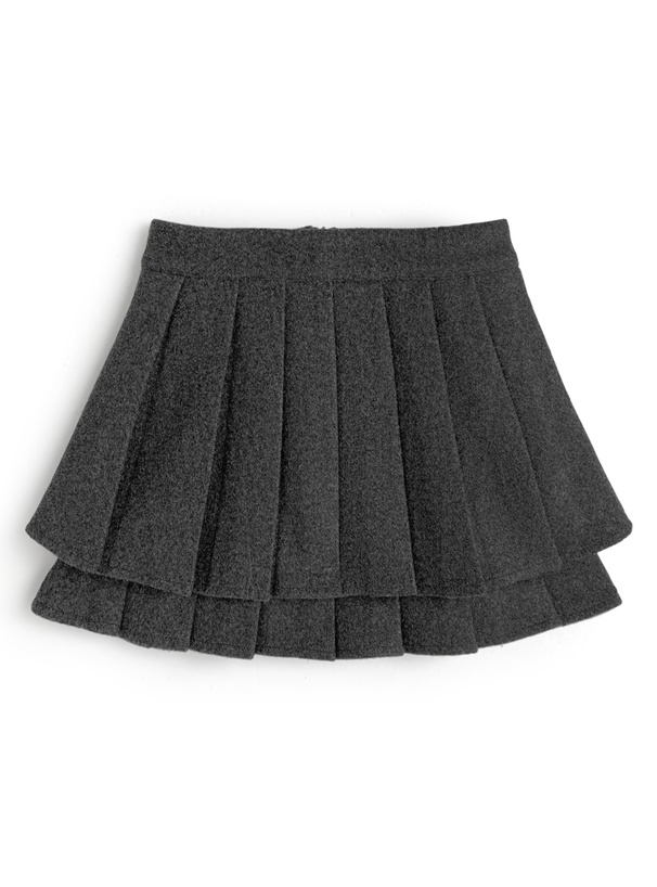 インパン裏地付きティアードプリーツミニスカート[ks180]