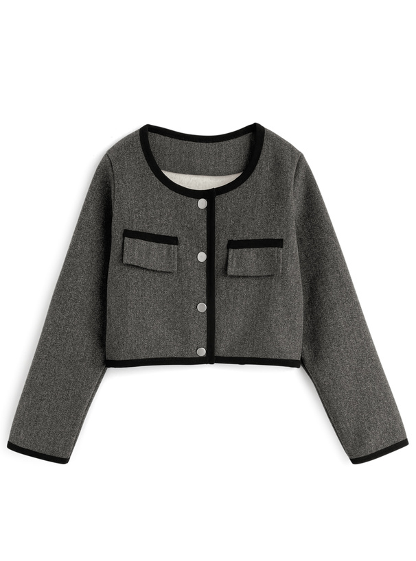 配色ラインジャケット×タイトミニスカートセットアップ