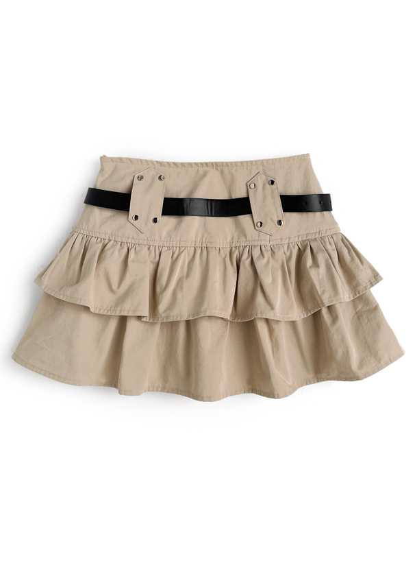 ILLIT アイリット BEB ベルト&インパン付きフリルティアードミニ