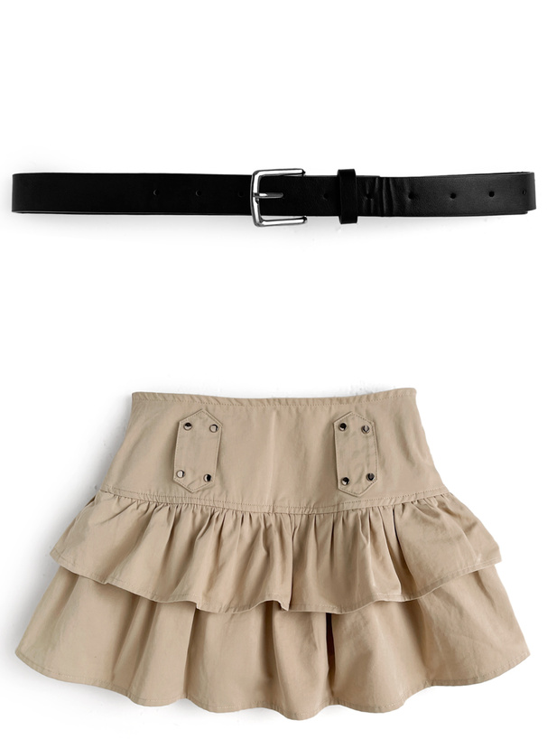 ILLIT アイリット BEB ベルト&インパン付きフリルティアードミニ