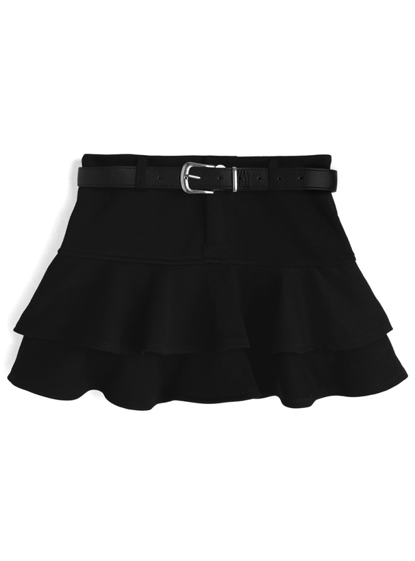 インパン・ベルト付きフリルティアードミニスカート[ks188]