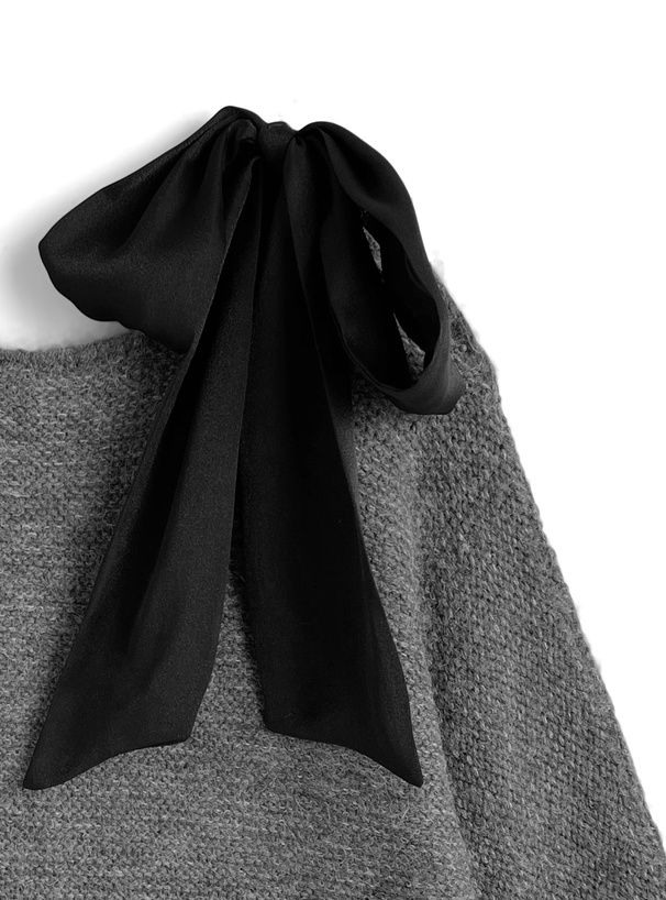 ワンショルダーリボンニットトップス