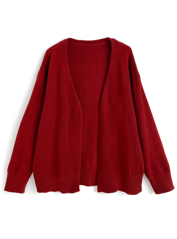 カーディガン×ベアトップニットアンサンブル