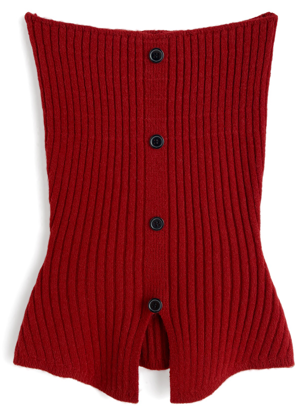 カーディガン×ベアトップニットアンサンブル