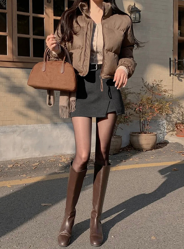 ベルト付きスリットミニスカートパンツ