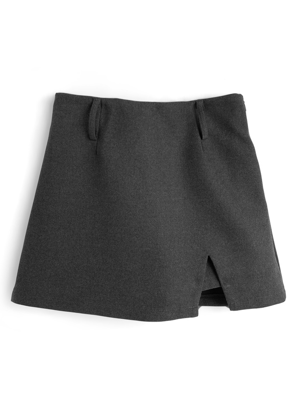 ベルト付きスリットミニスカートパンツ