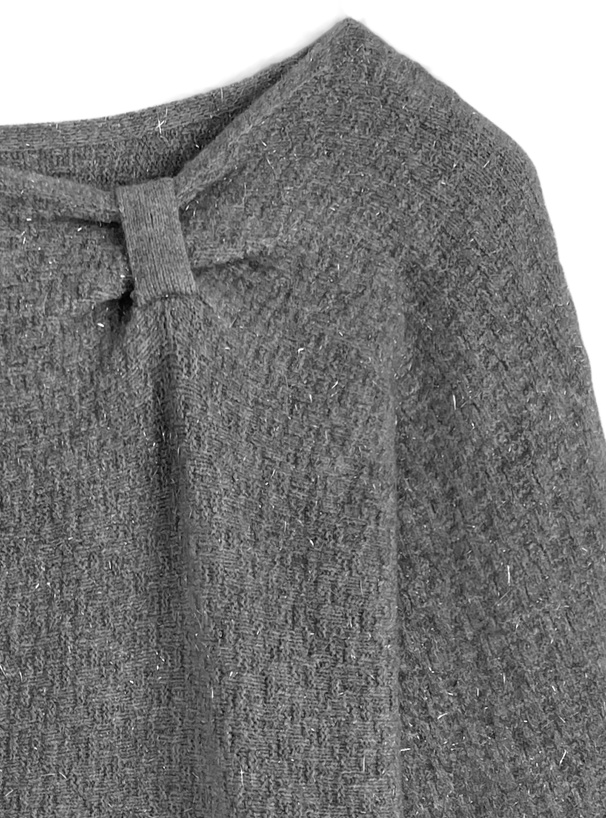 ワンショルダーリボンラメニットミニワンピース