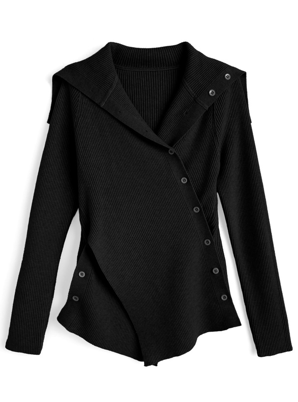 2Wayアシンメトリーリブニットトップス