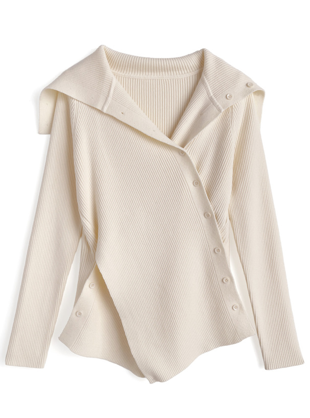 2Wayアシンメトリーリブニットトップス