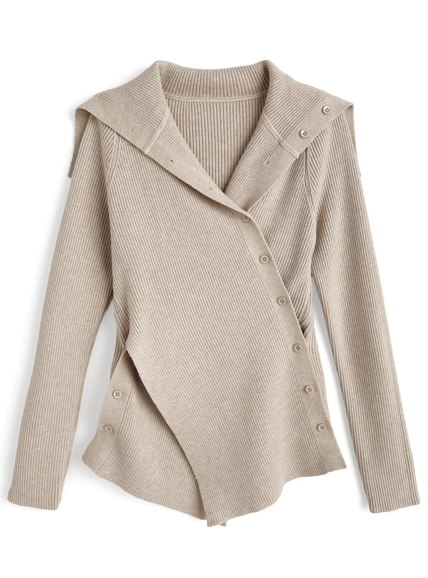 2Wayアシンメトリーリブニットトップス