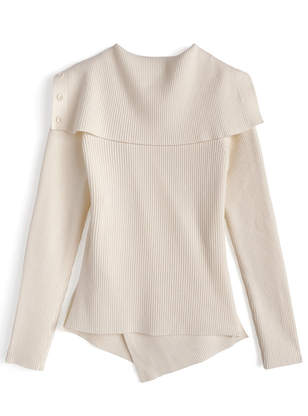 2Wayアシンメトリーリブニットトップス