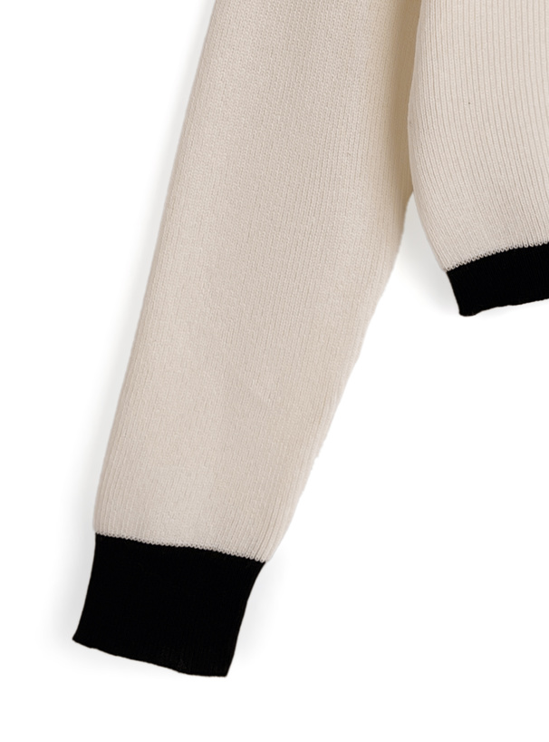 Vネック配色ニットカーディガン