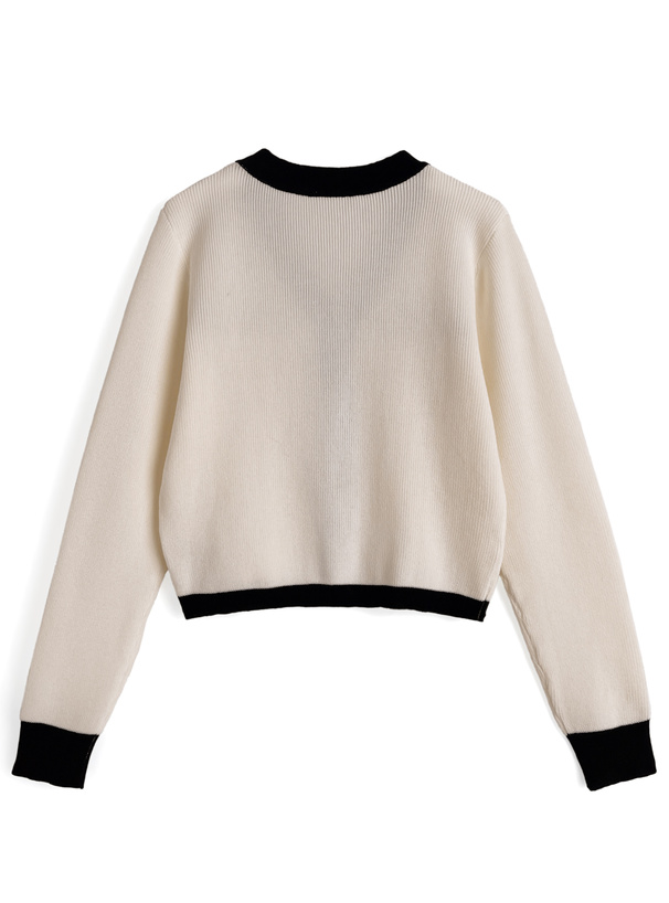 Vネック配色ニットカーディガン