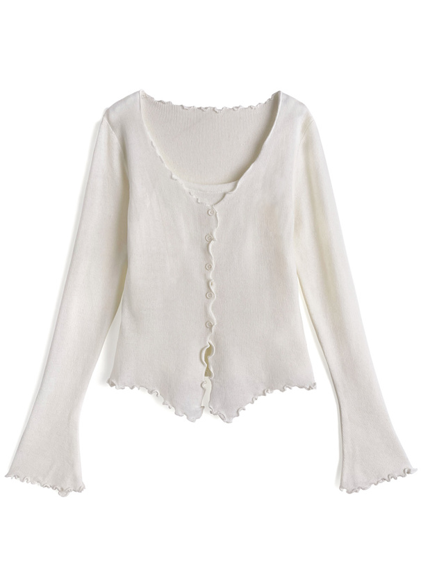 メロウフリルレイヤード風ニットトップス