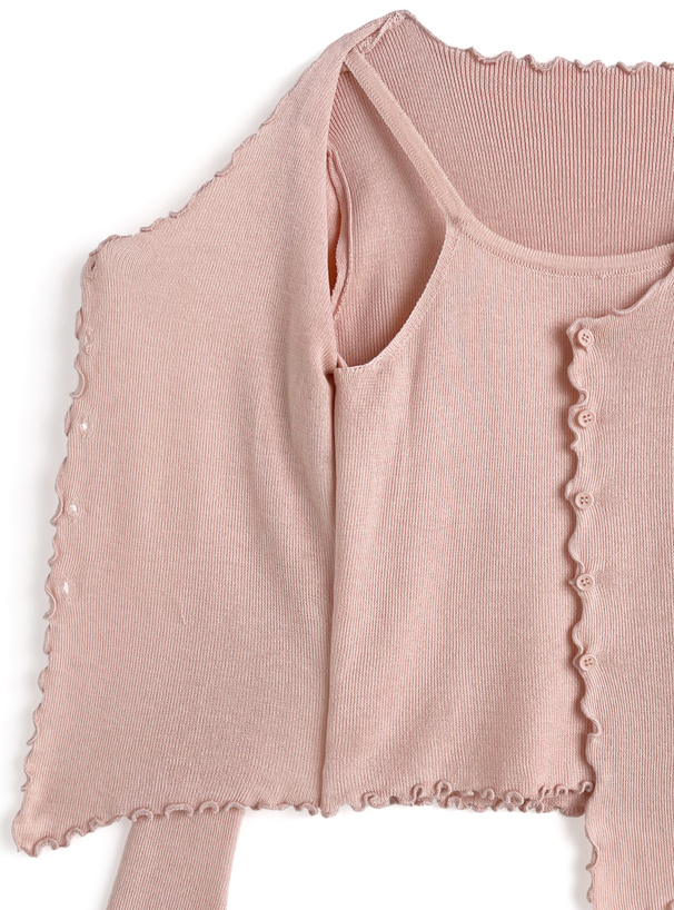 メロウフリルレイヤード風ニットトップス