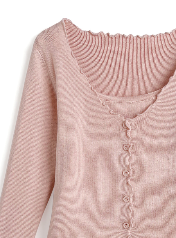 メロウフリルレイヤード風ニットトップス