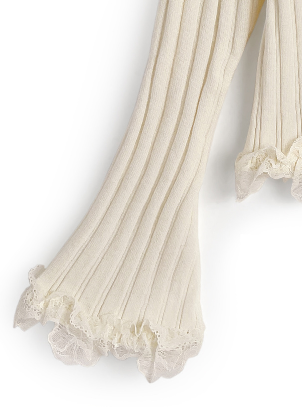 レースフリルリブニットカーディガン