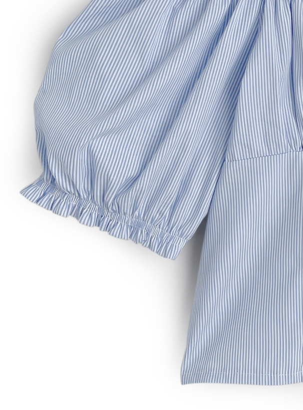 2Wayストライプ柄ダブルリボンブラウス