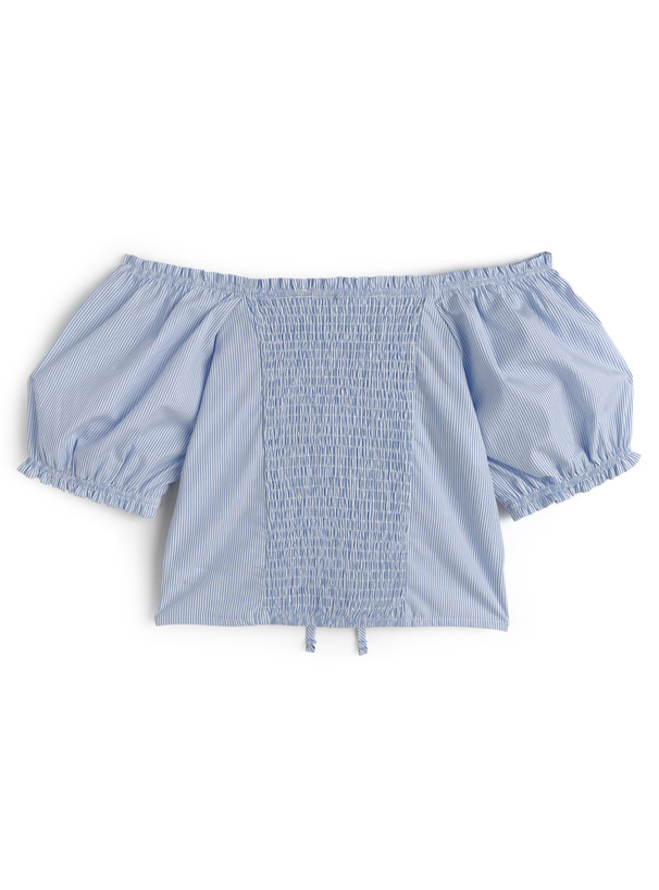 2Wayストライプ柄ダブルリボンブラウス