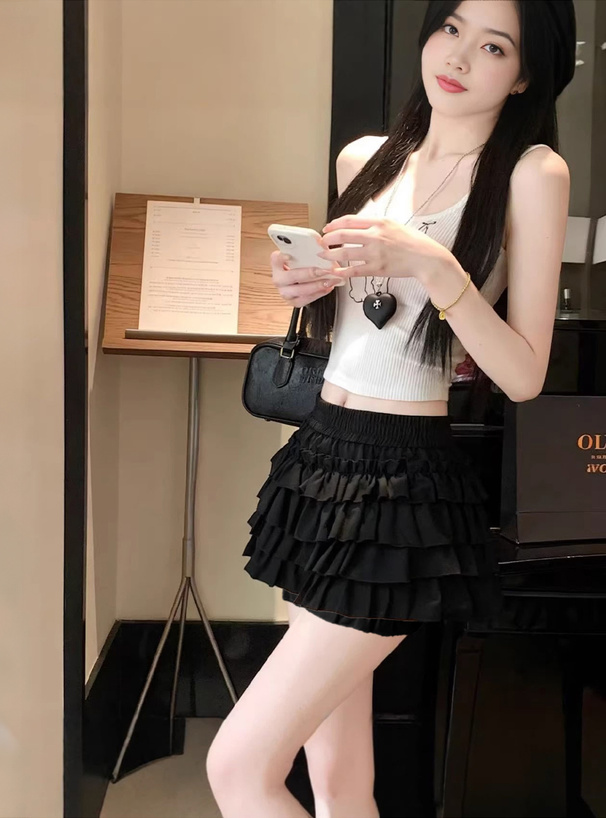 インパン付きティアードフリルミニスカート