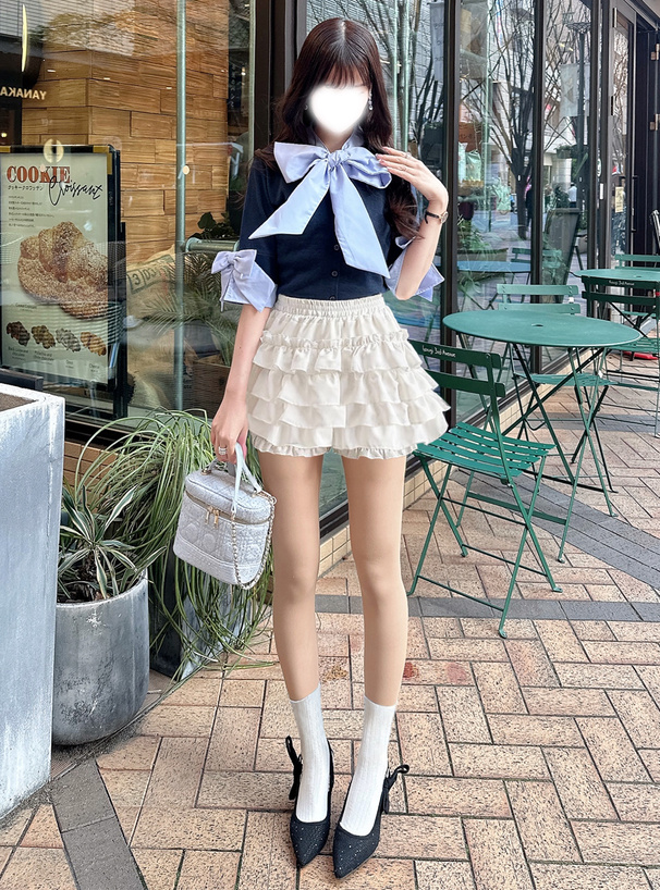 インパン付きティアードフリルミニスカート