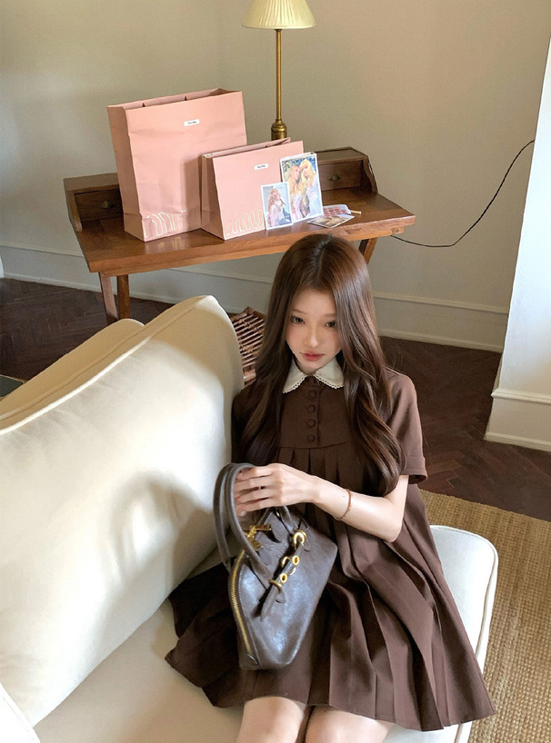 配色カラープリーツミニワンピース