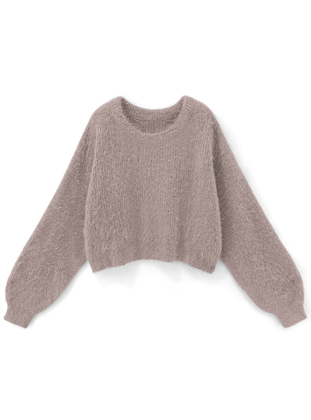 ショート丈フェザーニットプルオーバー