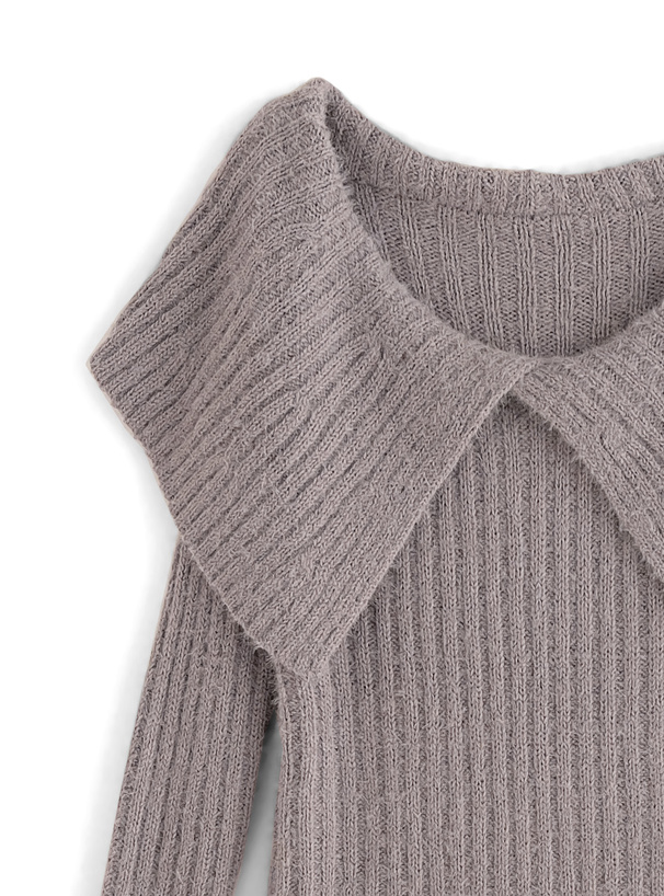 lutays cashmere high neck knit バーガンディ色-