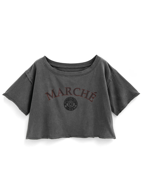 カットオフピグメントロゴTシャツ