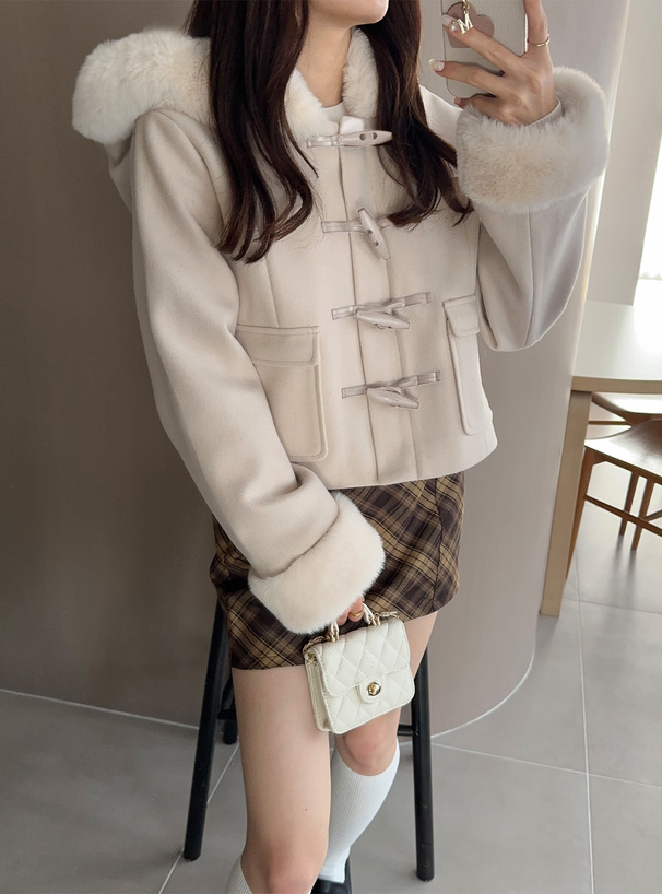 ファーショート丈ダッフルコート[kz580] | レディースファッション通販