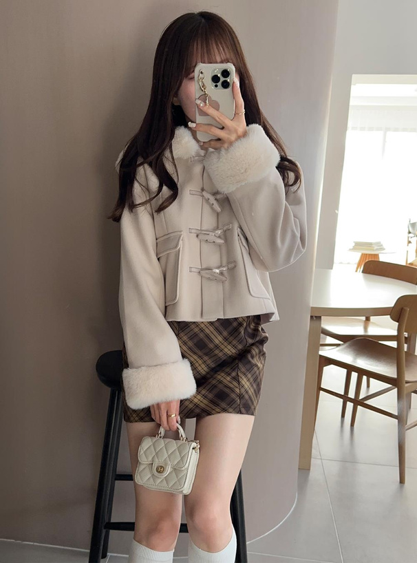 ファーショート丈ダッフルコート[kz580] | レディースファッション通販