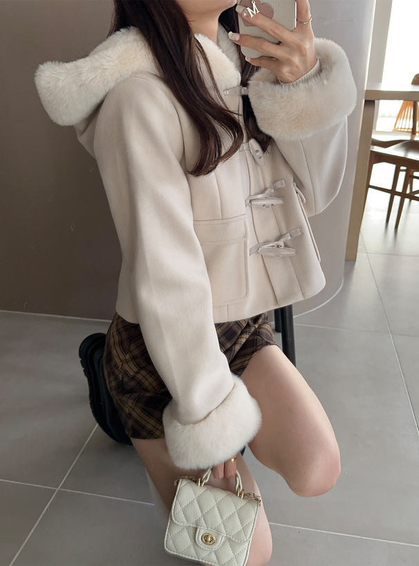 ファーショート丈ダッフルコート[kz580] | レディースファッション通販