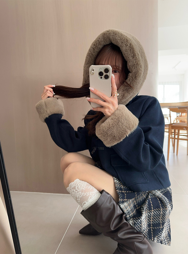 ファーショート丈ダッフルコート[kz580] | レディースファッション通販