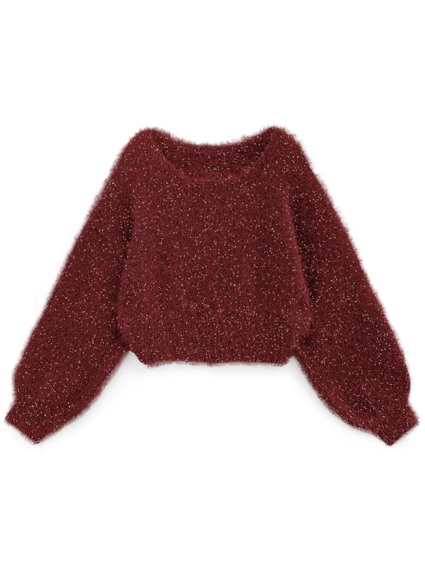 ラメシャギーニットトップス