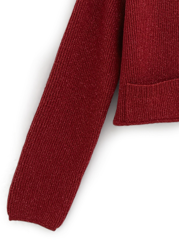 ラメリブニットショート丈カーディガン