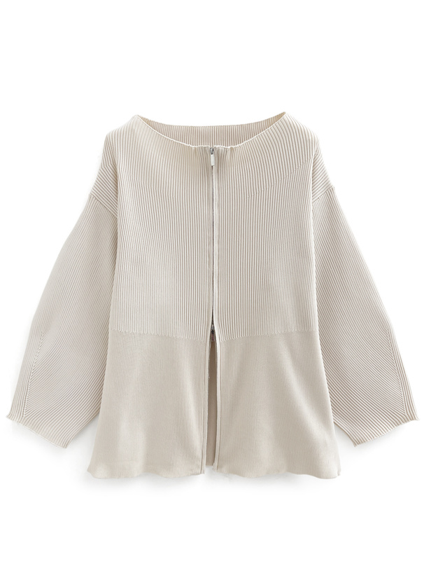 2Wayジップリブニットトップス