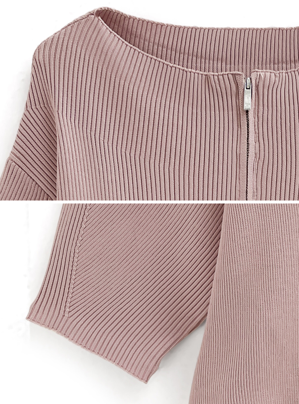 2Wayジップリブニットトップス