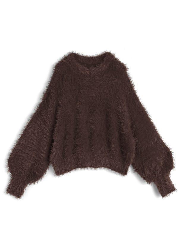 クルーネックシャギーニットトップス[kz648] | レディース