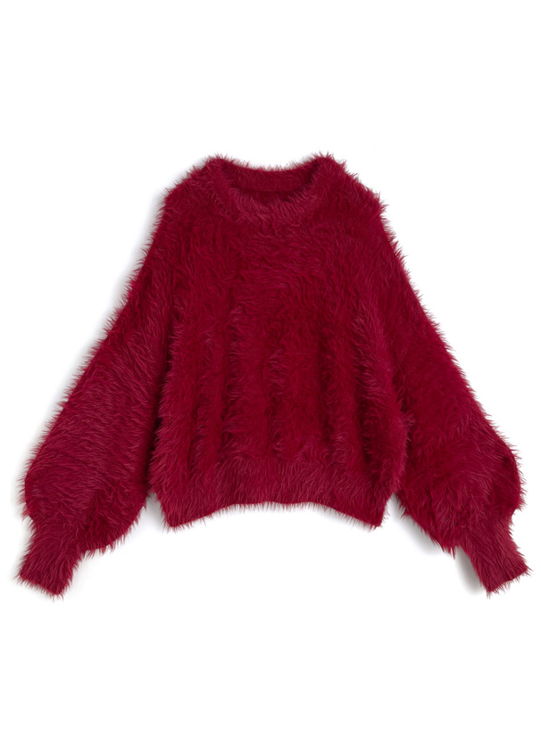 クルーネックシャギーニットトップス[kz648] | レディース