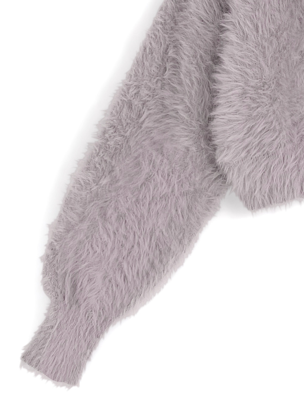 ゴールドボタンシャギーニットショート丈カーディガン