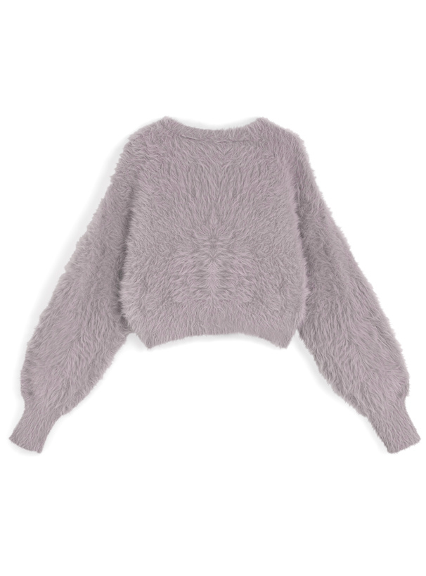 ゴールドボタンシャギーニットショート丈カーディガン