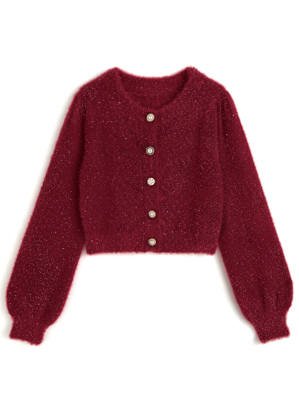 アソートボタンラメシャギーニットカーディガン