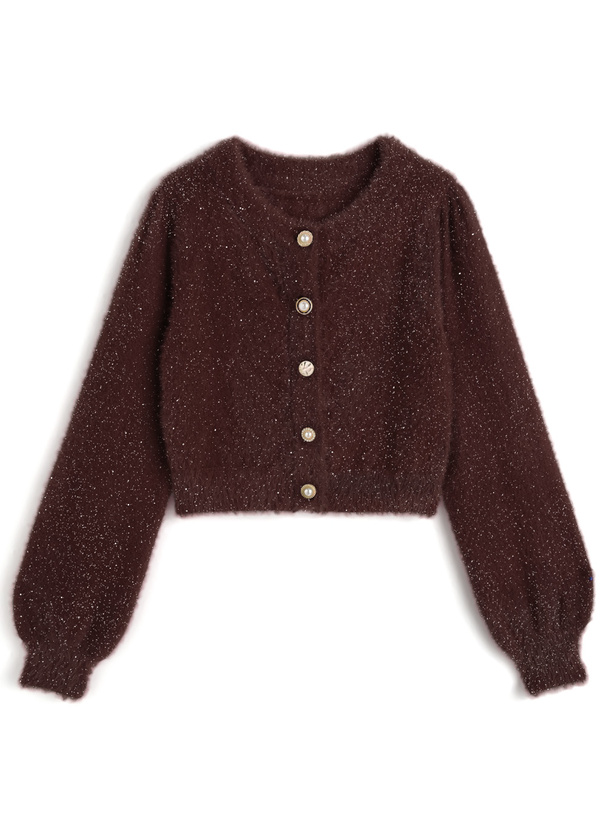 アソートボタンラメシャギーニットカーディガン