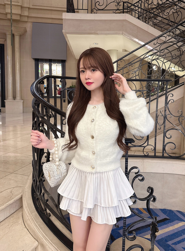 アソートボタンラメシャギーニットカーディガン