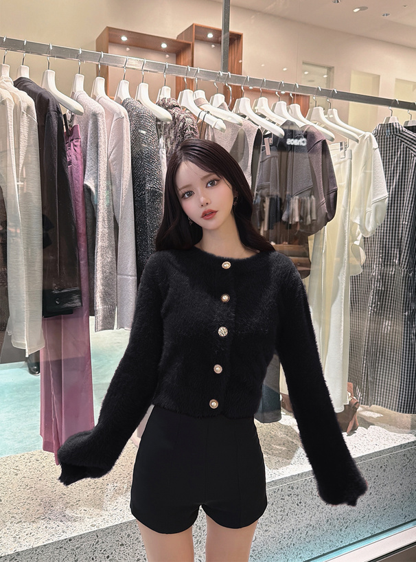 アソートボタンラメシャギーニットカーディガン