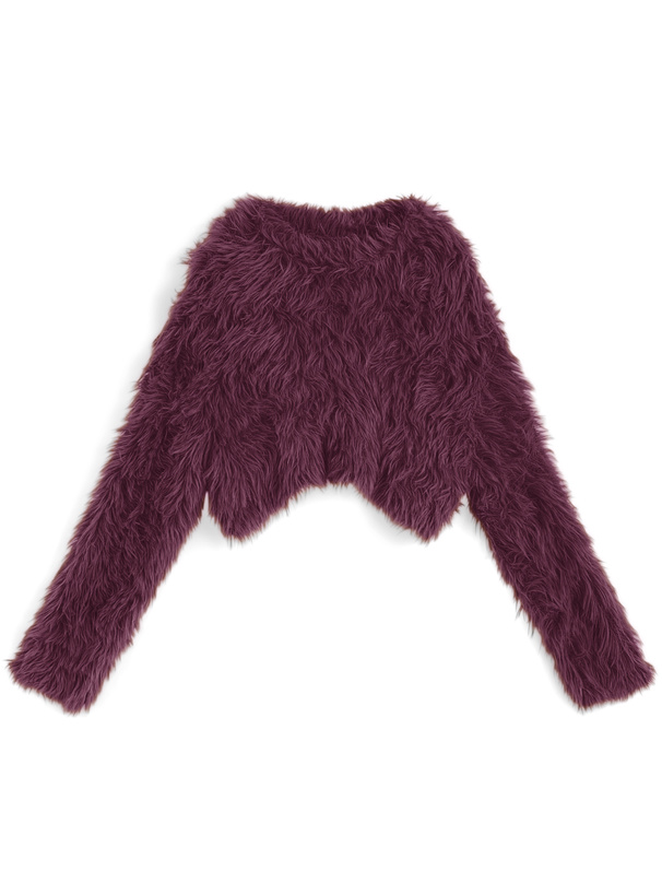 ショート丈シャギーニットトップス